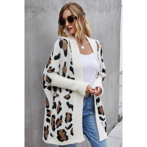 Cozy Boho Leopard Print Open Front Cardigan - Picture 6 of 8